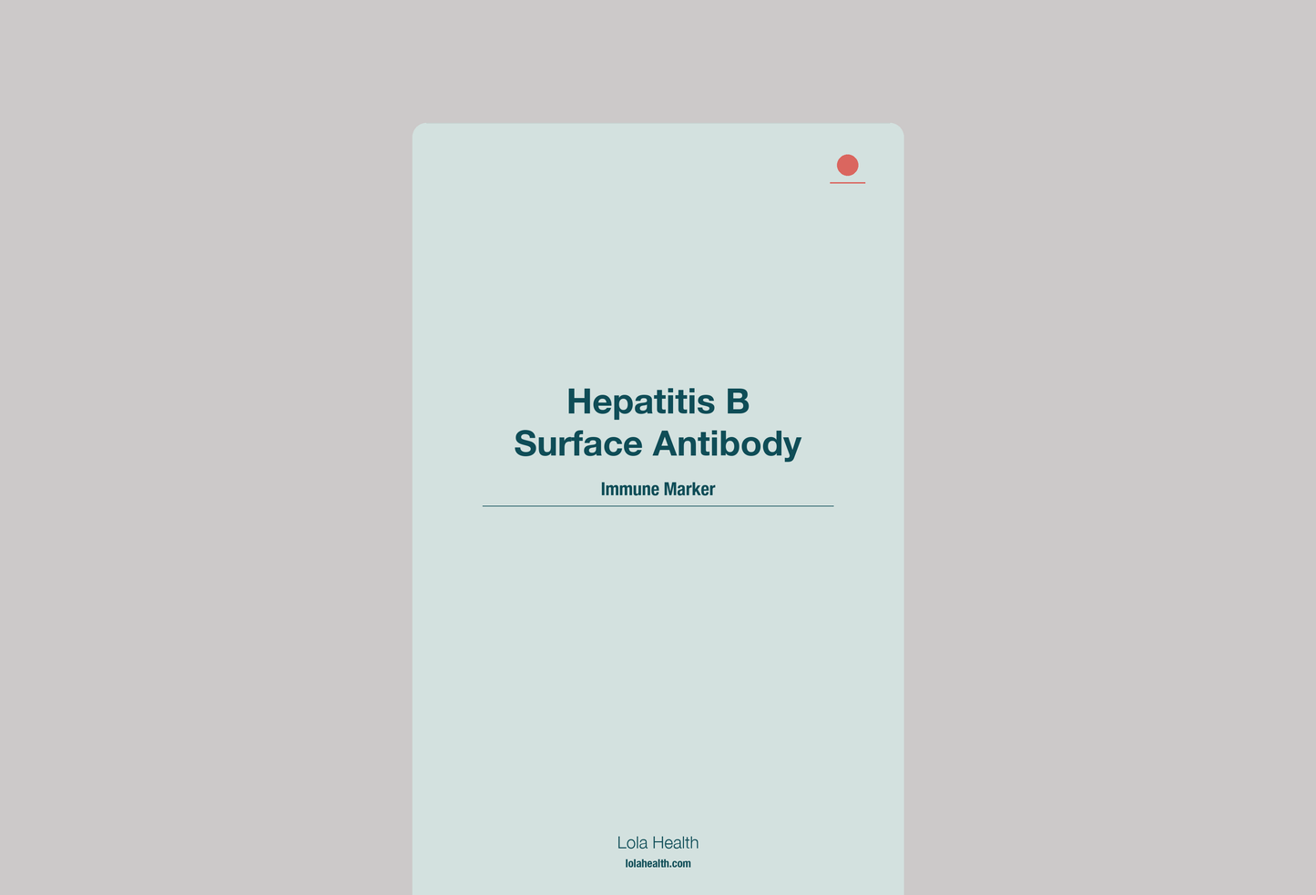 Hepatitis B Surface Antibody igG - Lola Health