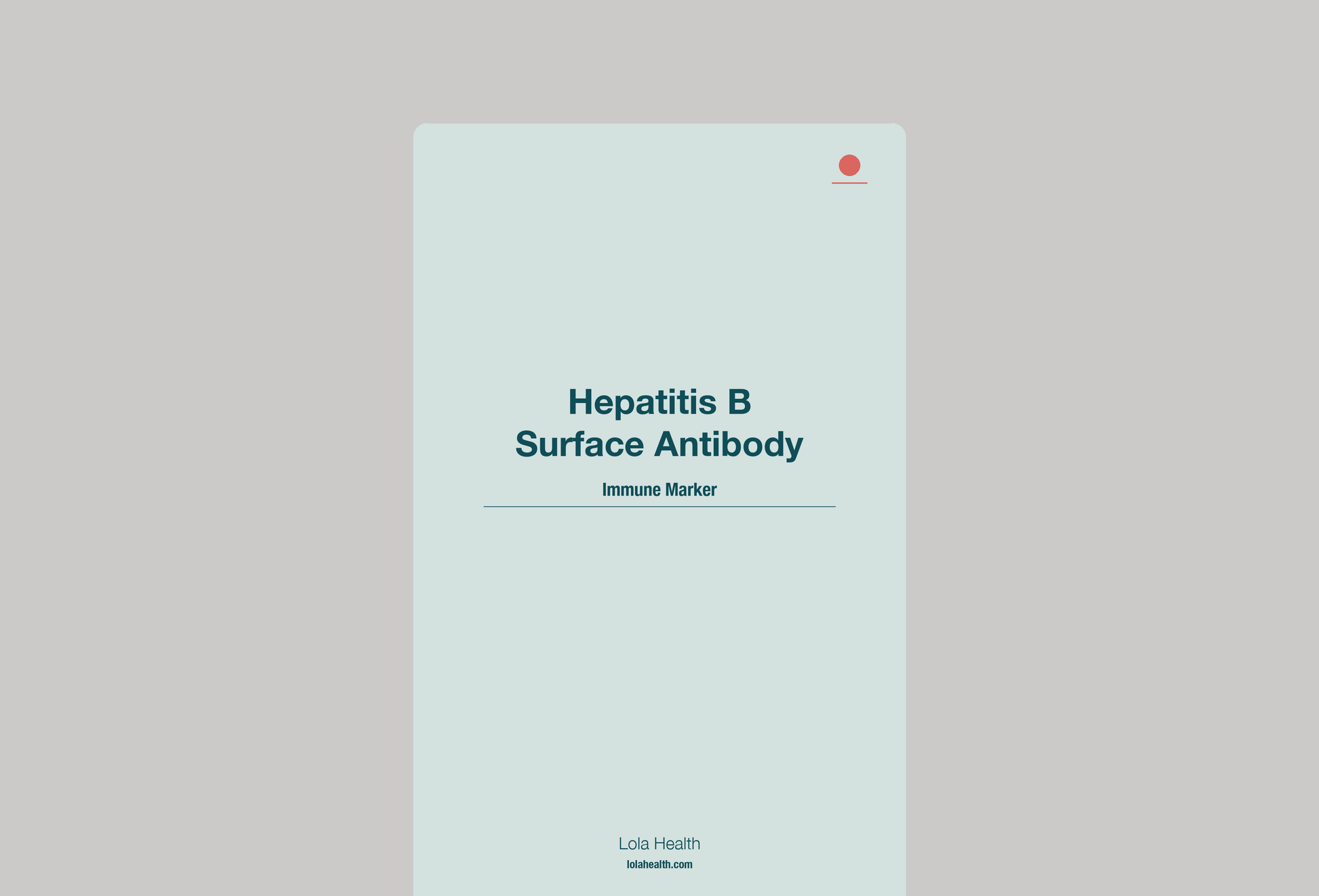 Hepatitis B Surface Antibody igG - Lola Health