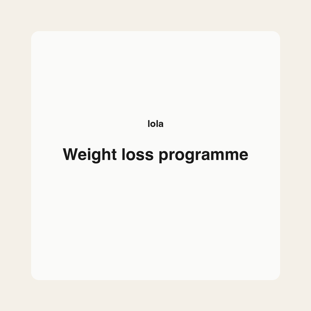 Weight loss programme